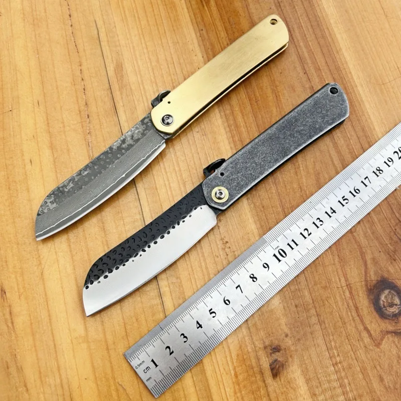 

Новый складной нож из дамасской стали Higonokami с медной ручкой, кованый нож, складной нож, карманный нож, инструмент для походов и кемпинга