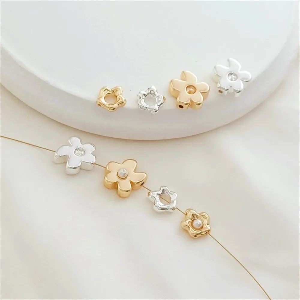 Серебряное-14-каратное-позолоченное-гладкое-нерегулярное-беговое-кольцо-с-жемчугом-разбросанные-бусины-с-морской-звездой-браслет-ручной-работы-своими-руками-нитка-из-бисера