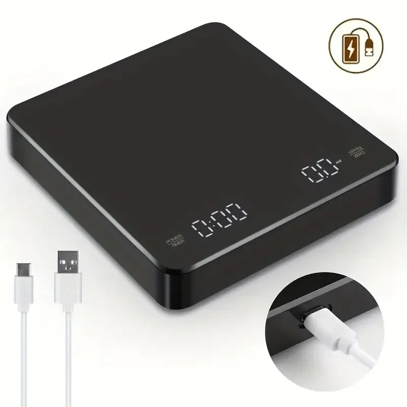 Intelligent Mini Brewed Coffee Electronic Scale 3kg Precise Quantity Kitchen Roasted Tea Coffee Scale Automatic Timing Scale