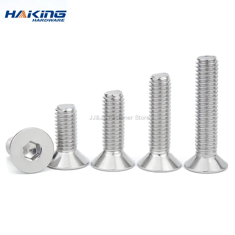 5/10/15/20/55pcs M2 M2.5 M3 M4 M5 M6 M8 M10 Stainless Steel Hexagon Hex Socket Countersunk Flat Head Screw Allen Bolts DIN7991