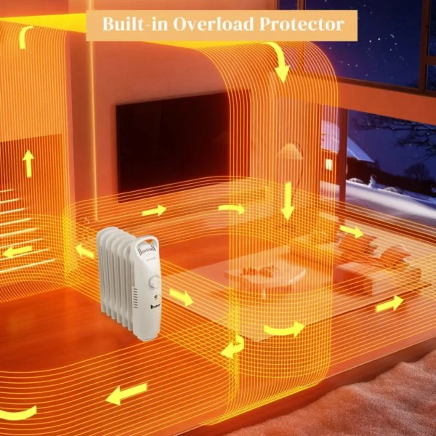 ZOKOP سخان مشعاع مملوء بالزيت 600 وات سخان كهربائي محمول مع ترموستات قابل للتعديل من الحرارة الزائدة والحماية من الطرف #4