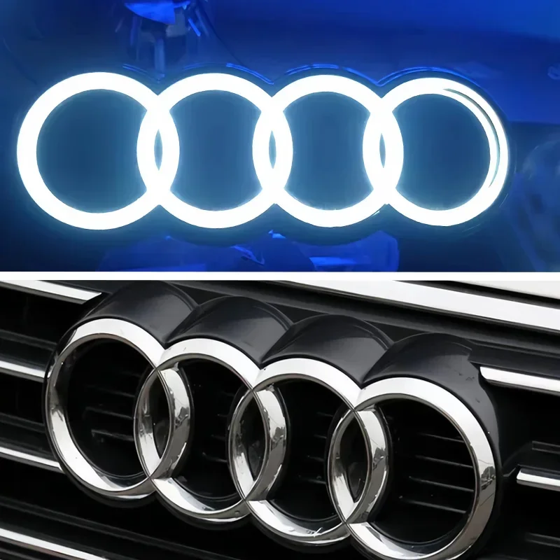 Audi Car LED Front Grille 4-Ring Logo Light Static White Light 249 273 285mm For AUDI A3 A4 A5 A6 A7 A8 S4 S5 S6 S7 Q3 Q5 Q7 TT