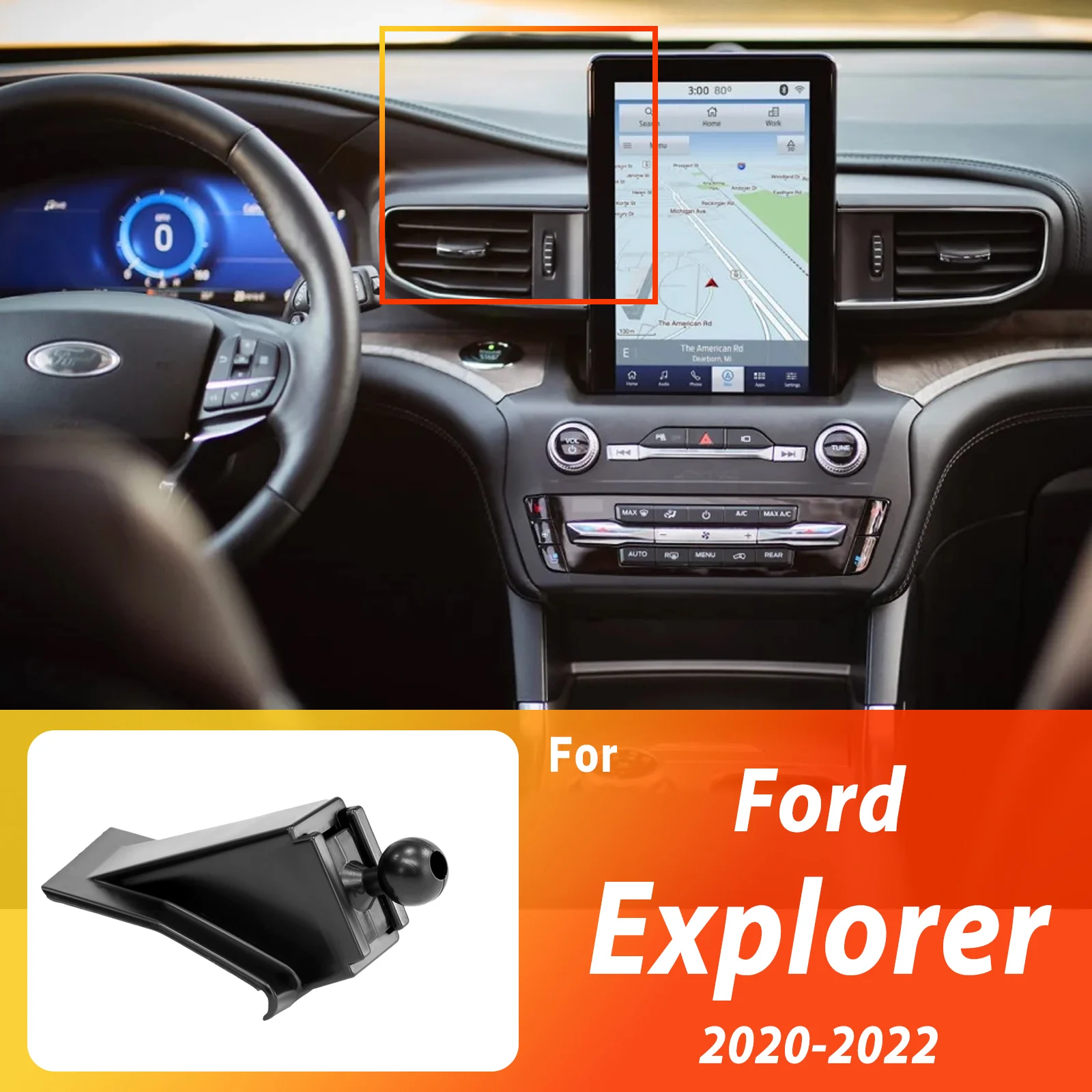 

Designed for Ford Explorer 2020 2021 2022 Phone Holder Car Magnetic Mount Smart Sensing Wireless Charging One-Touch Release
