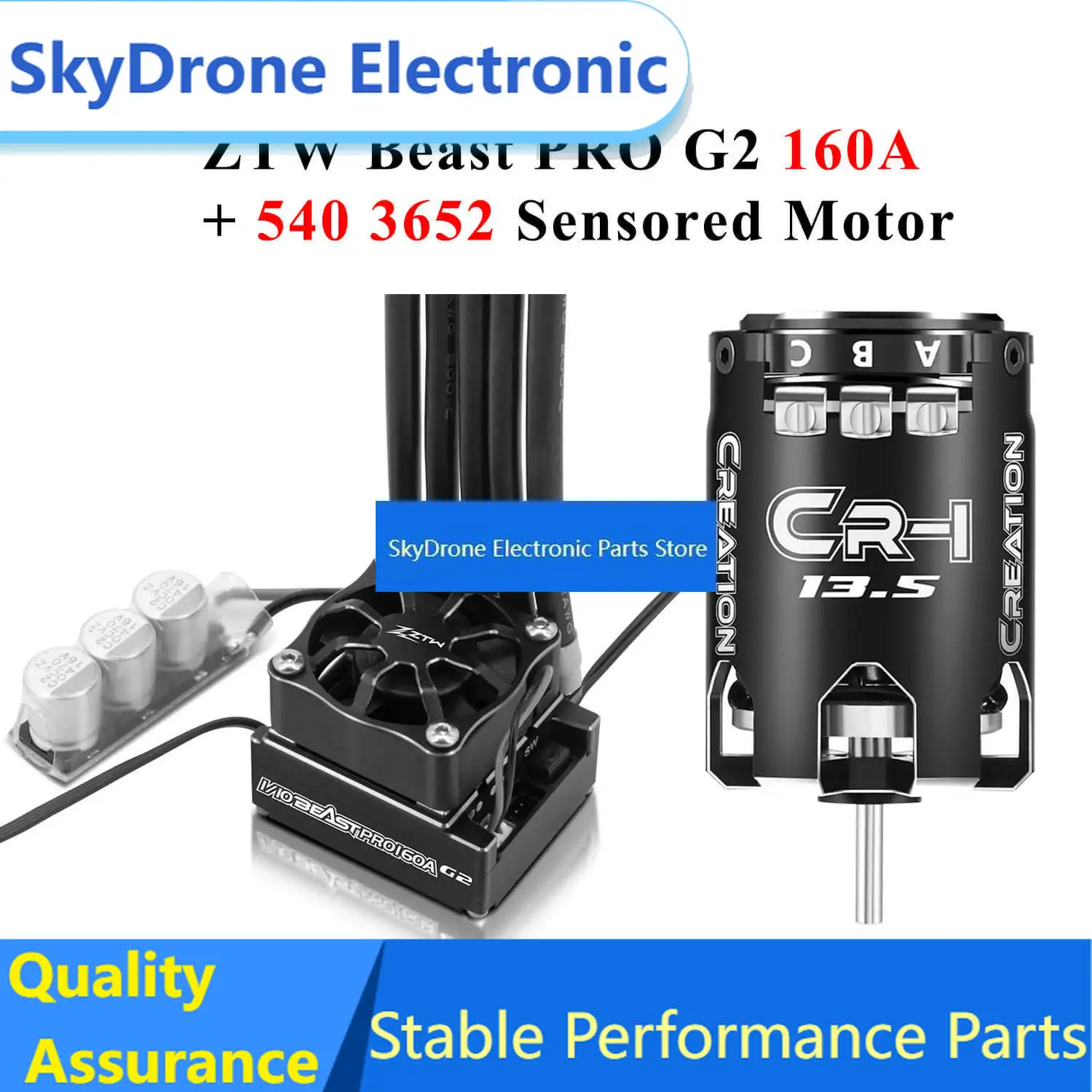 SkyDElZTW Beast PRO G2 160A ESC 2-3S Turbo 6V/7.4V Brushless Sensored 540 Motor 3652 Combo For 1/10th RC Racing Car Drifting
