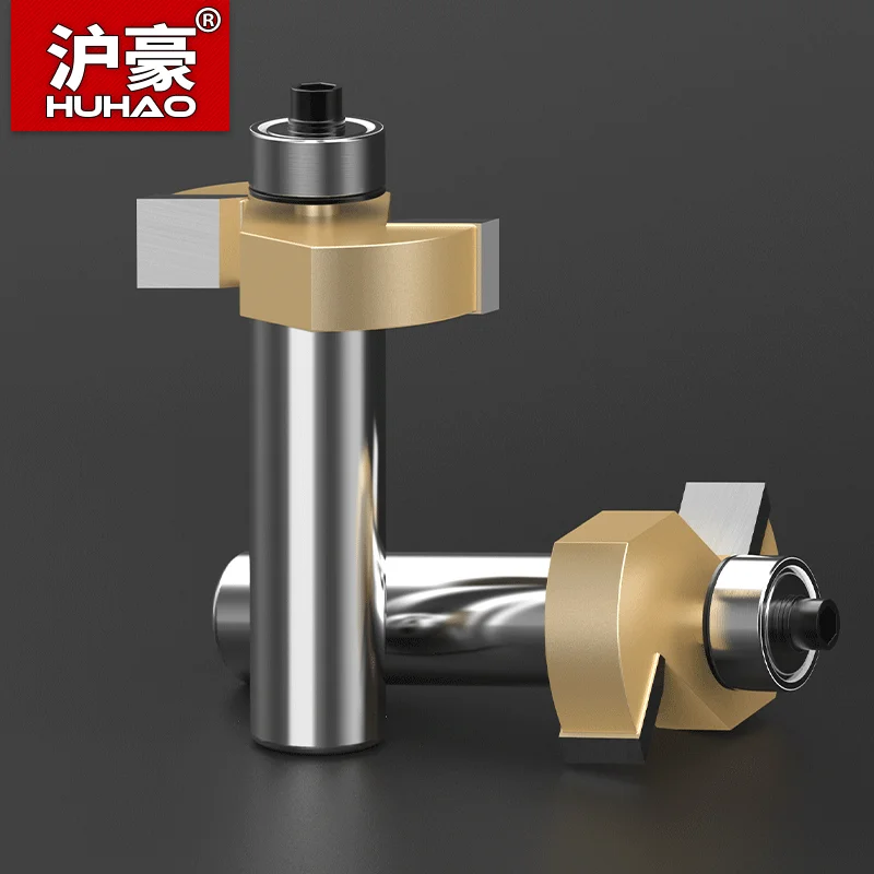 HUHAO 1/2 "Shank T-sloting Router Bit dengan Bantalan Pemotong Frais Grade Industri Slotting T Type Rabbeting Woodwork Tool