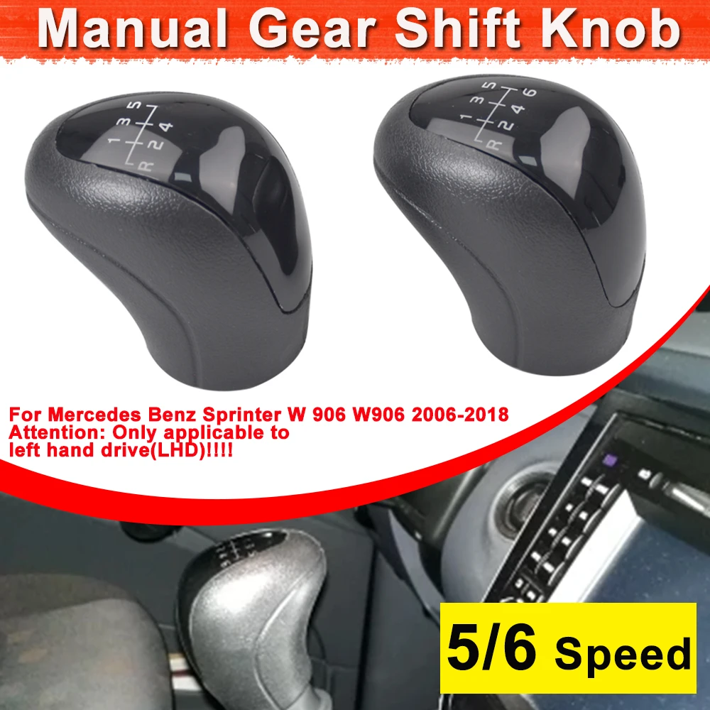 LHD Manual 5/6 Speed PU Leather Car Gear Shift Knob Handball For Mercedes Benz Sprinter W 906 W906 2006-2018