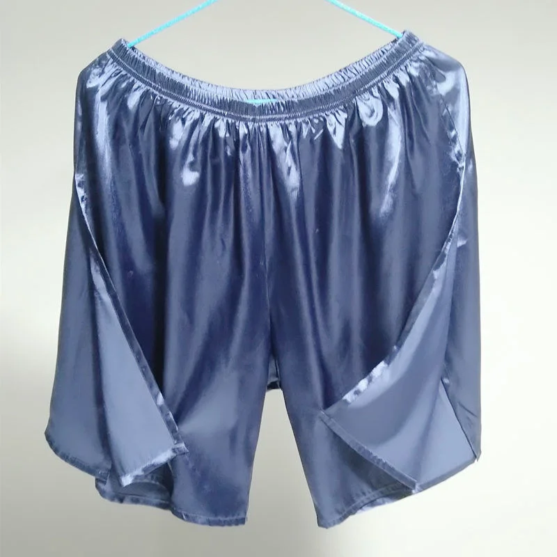 Ice Silk Satin Glossy Men's High Split Side Slit Shorts Male Plus Size Casual Sleeping Shorts BF Club Party Costumes Bottoms