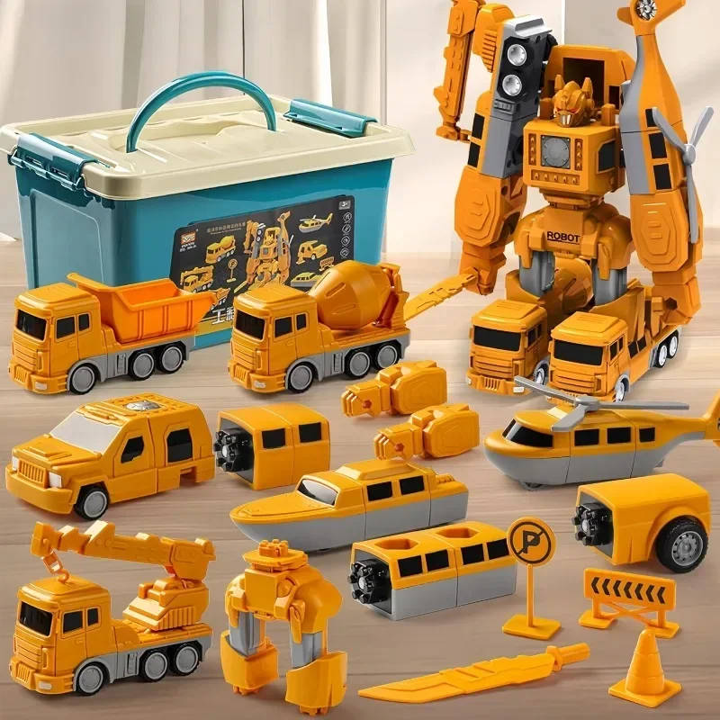 

Magnetic Transform Engineering Car Assembled Toys with Storage Box Transforming Robot Toy Construction Vehicle Toy