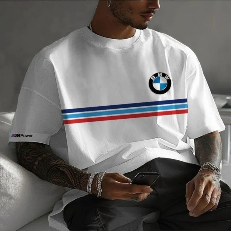 

BMW 2025 летняя мужская футболка спортивная мотоциклетная гоночная M Power Car брендовая повседневная модная футболка с коротким рукавом