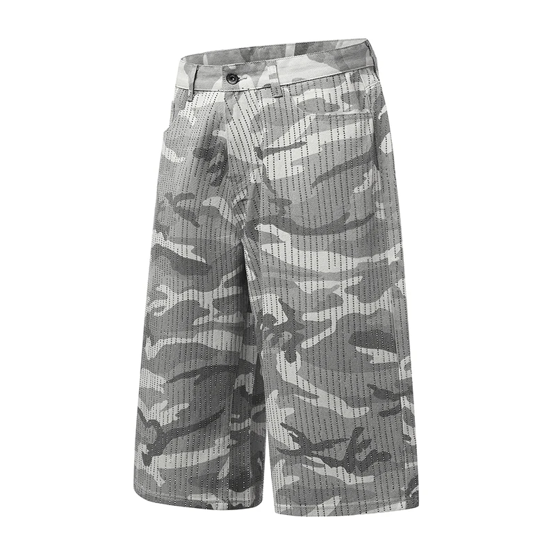 

2026 summer brand 100% cotton camouflage loose jeans men women youthful vitality high street city boy girl calf length pants