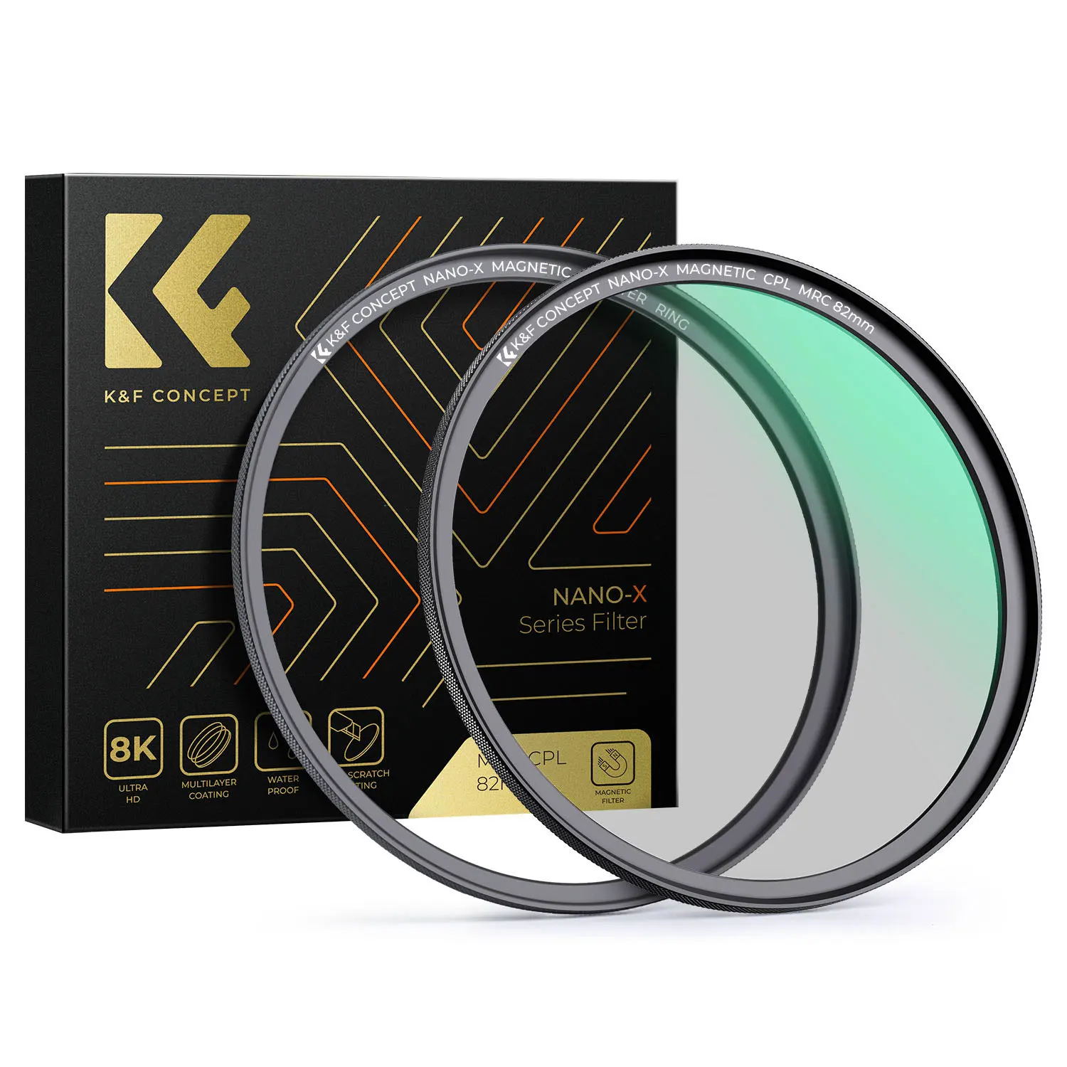 K&F Concept 49mm-82mm Magnetic CPL Filter Magnetic Adapter Ring 52mm 62mm 67mm 72mm 77mm Green Film Coated Nano-X Series Filters