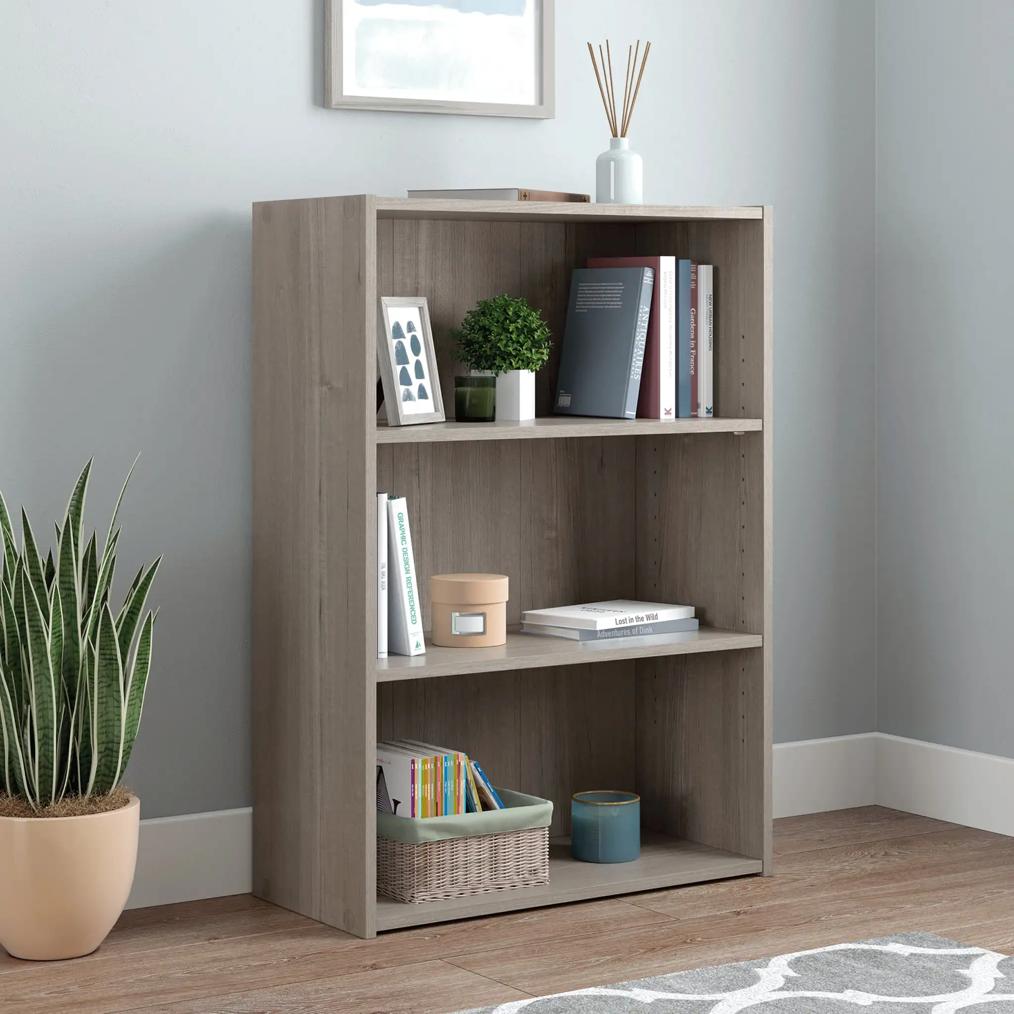 

Sauder Beginnings Finish 3-Shelf Bookcase, Silver Sycamore