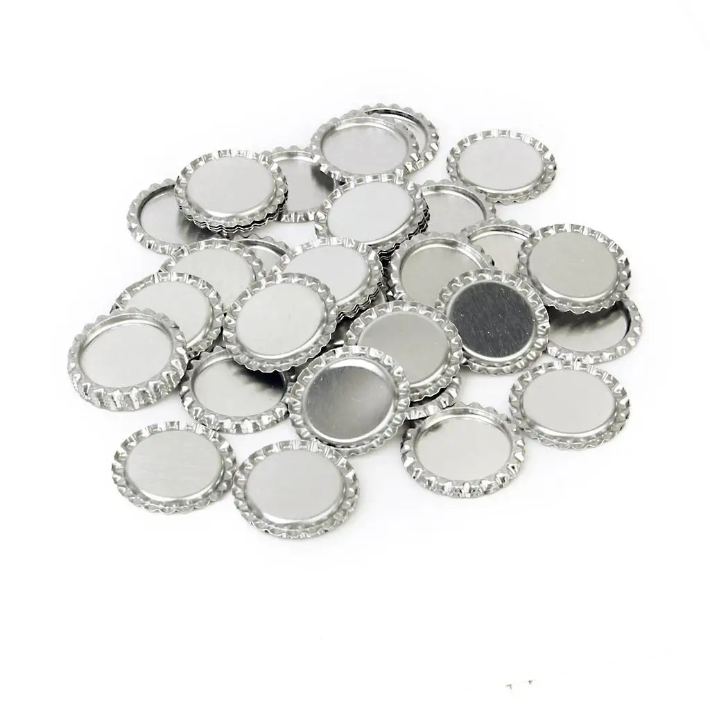 100pcs Craft Bottle Caps Flat Decorative Bottle Caps Silver, 1 Inch Diameter