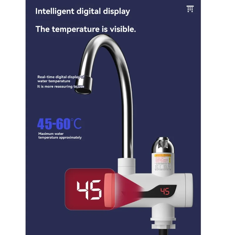 LITE-Küche Bad Wasserhahn Mit Drehbare Heizung Wasserhahn Tankless Elektrische Warmwasserbereiter LED Digital Display EU Stecker