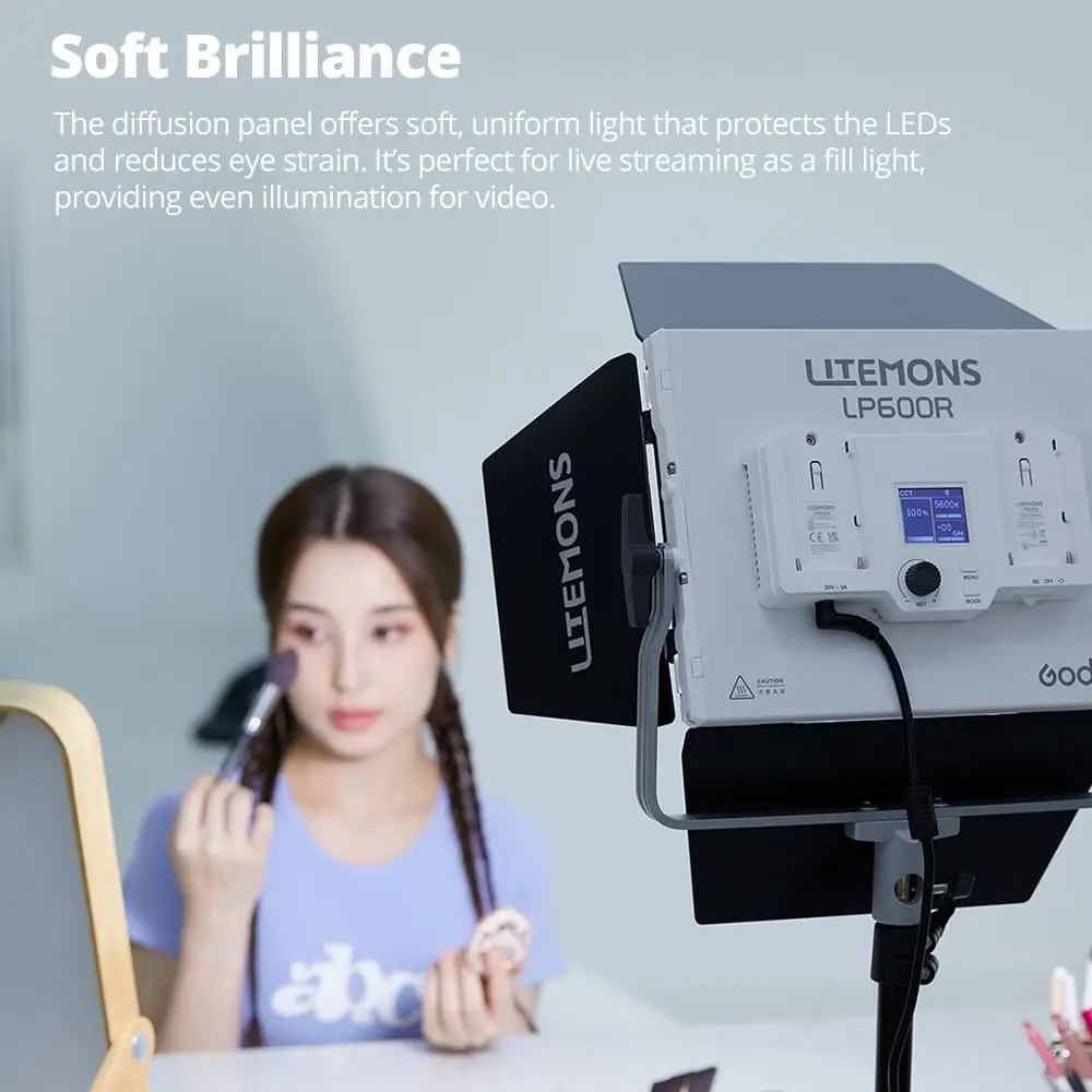 Godox Litemons LP600Bi-K2 Bi-Color LED Light Panel W/APP Control 60W Studio Photography Lighting with Light Stand,Carry Case