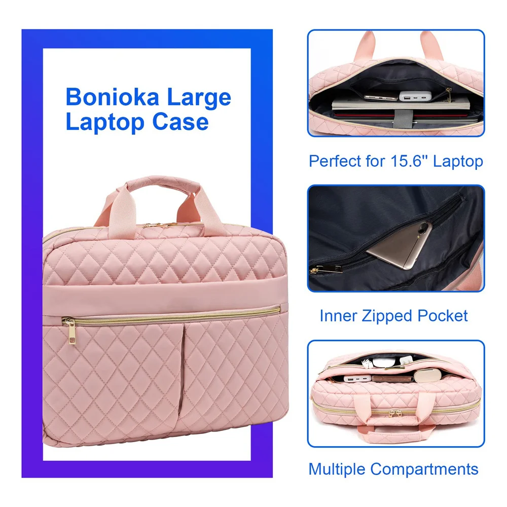 Nesitu A4 Black Pink Executive 14 15.6 inch Laptop Men Women Briefcase Portfolio Business Handbag Shoulder Messenger Bag M31113