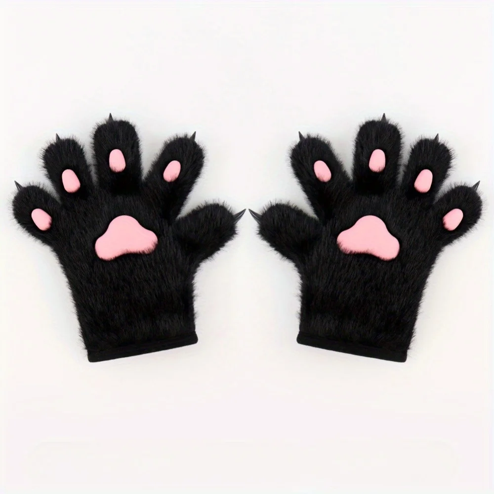 

Cartoon Handmade Cat Claw Gloves: Plush Paw Pad Cat Palm Props, Essential Realistic Beast Claws for Comic Con Cosplay