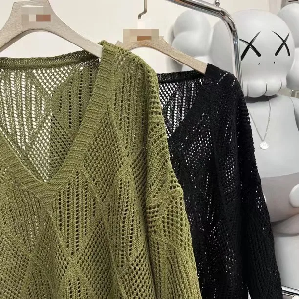 

Универсальный свободный вязаный длинный свеч V-Ne с вырезом, повседневный топ Sle Faion для мужчин и женщин, подходит для поездок на работу