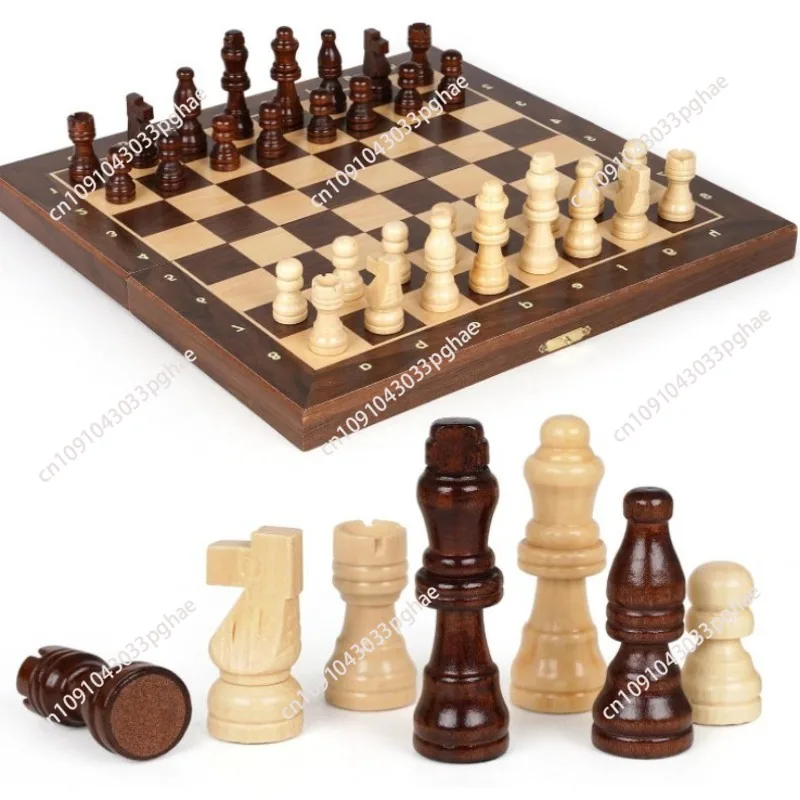 Chess solid wood high-end suit large children's wooden folding board competition