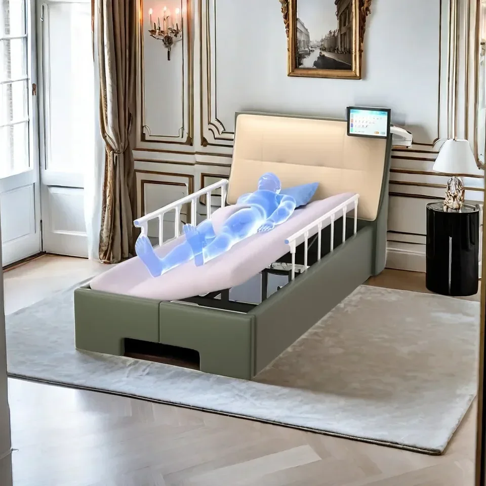 سرير رعاية منزلي قابل للتعديل بإصدار فاخر لكبار السن مع مراقبة تلقائية ووظائف الانقلاب #1