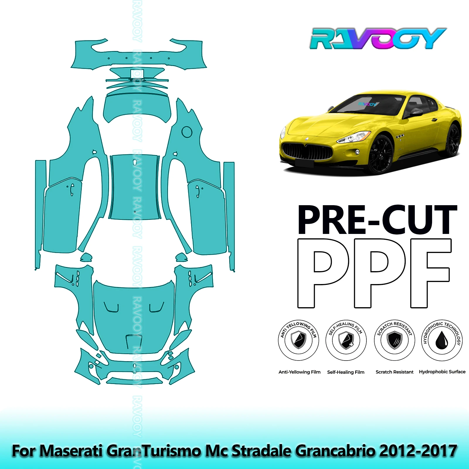 

8.5Mil Precut PPF Paint Protection Film Full Vehicle For Maserati GranTurismo Mc Stradale Grancabrio 2012-2017