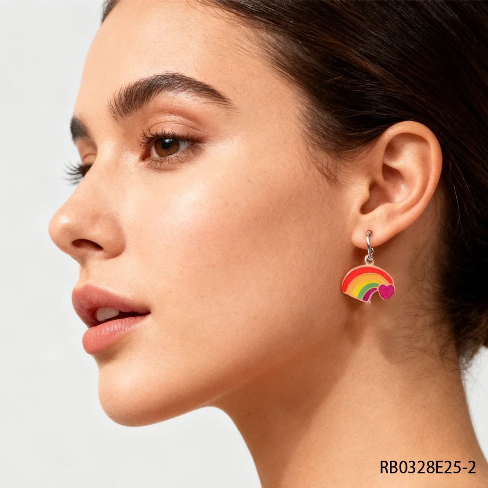 PESENAR Ces boucles d'oreilles arc-en-ciel à cœur unique sont très mignonnes L'accessoire parfait pour la Saint-Valentin