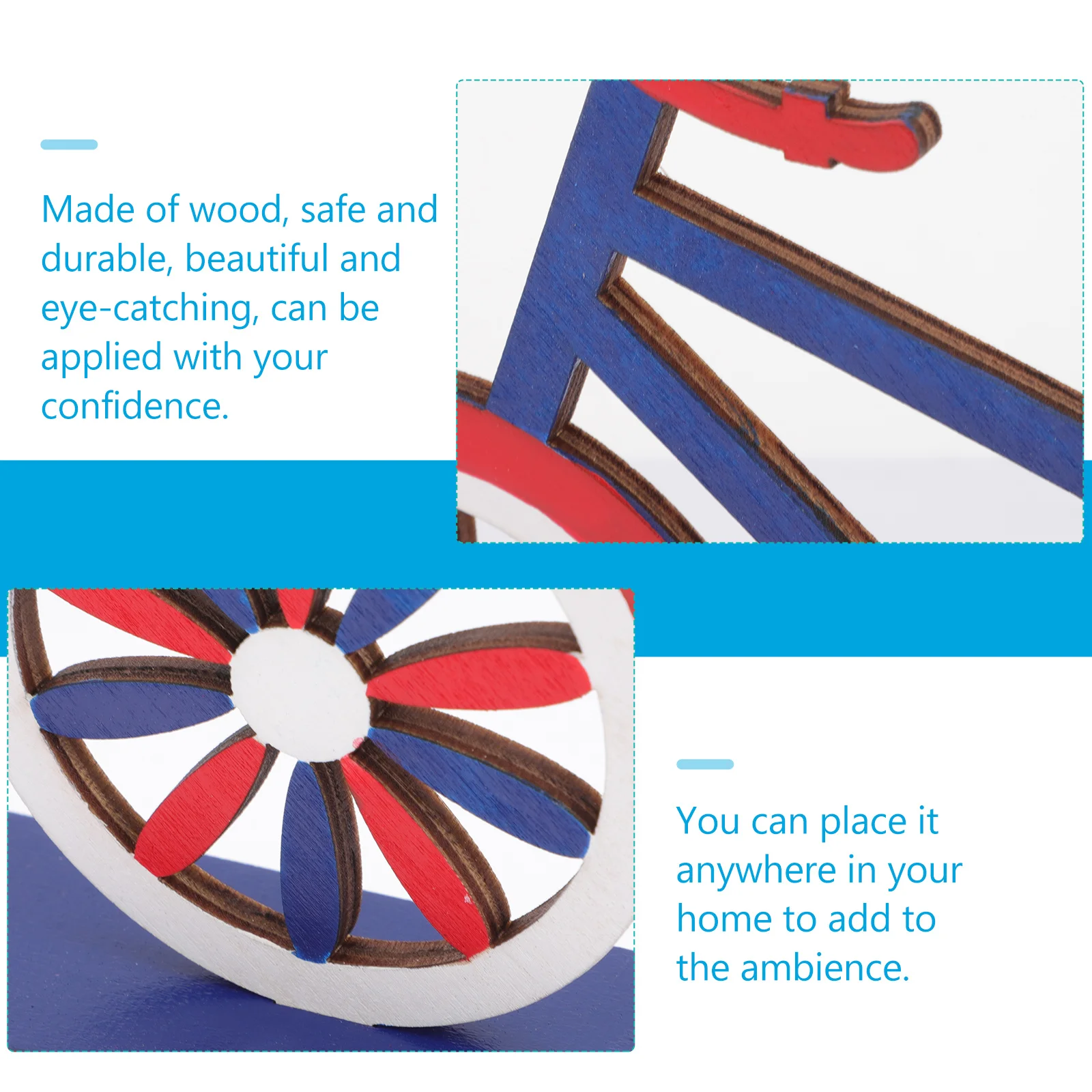 

2 Pcs Bicycle Decorations Ornament Vintage Wooden Fourth of July
