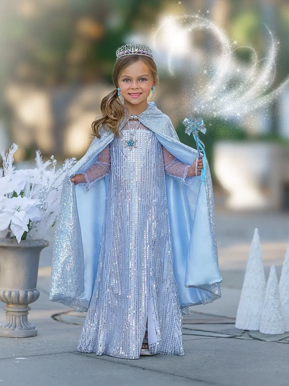 Hochwertiger Kinder-Umhang mit glitzernden Pailletten, stilvoller Schal-Mantel, trendiges grenzübergreifendes Outfit für Mädchen, geeignet für Feiertage und Themenveranstaltungen. – Detail 10