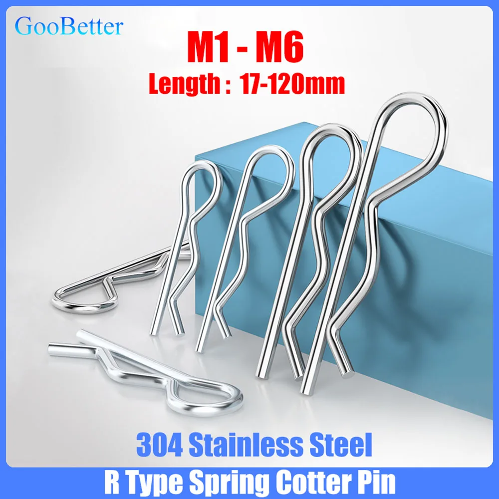 R Type Spring Cotter Pin M1 M1.2 M1.5 M1.8 M2 M2.5-M6 304 Stainless Steel Wave Shape Split Clip Clamp Hair Tractor Pin For Car