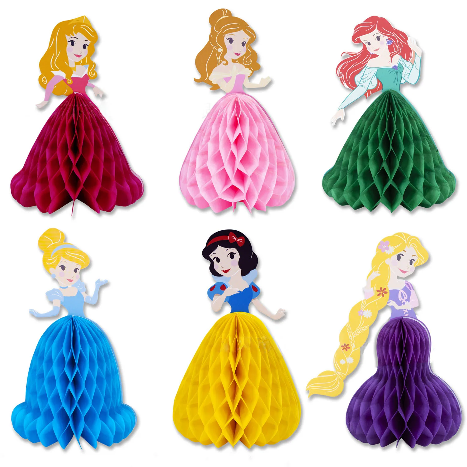 1pcs/lot Disney Cartoon Princess birthday party invitation card Six Princess Desktop decor Happy Kids Girls table decor supplies