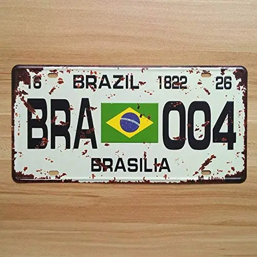 Retro License Car Plates Bra-004 Brasilia Brazil Vintage Metal Tin Signs Garage Plaque