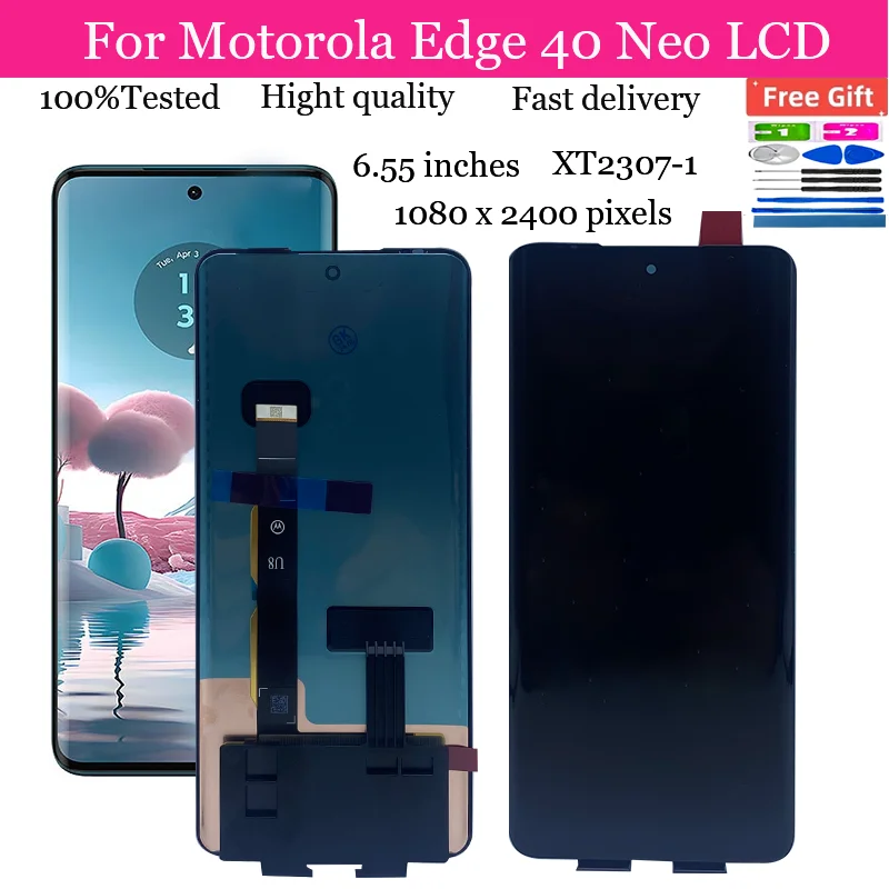 Original AMOLED For Motorola Edge 40 Neo LCD Display XT2307-1 Touch Screen Digitizer Assembly For Moto Edge40 Neo LCD Replace