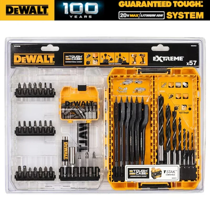 

Набор сверл DEWALT 57 шт. (смешанный) с центрирующими и экстремально плоскими сверлами, набор насадок для дрелей, аксессуары для электроинструментов DT70758