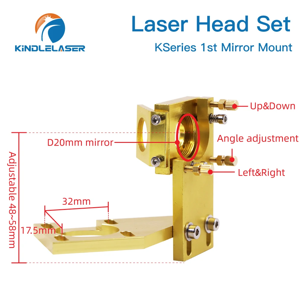 KINDLELASER K Series CO2 Laser Head Set ZNSE Lens Dia.12/18/20mm Si Mirror Dia 20mm for K40 Laser Engraving Cutting Machine