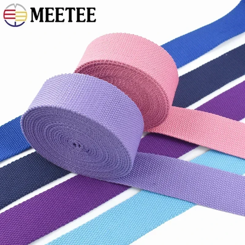 8Meters 20-50mm 2mm Thick Cotton Webbing Tapes Canvas Webbings Ribbon for Sewing Clothing Belt DIY Bags Strap Band Accessories