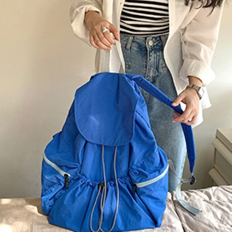 Travel Daypacks Large Capacity Backpack Casual Fashion Bookbags Pleated Drawstring Bags For Teens Student Girl Schoolbag