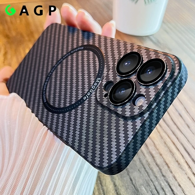 Carbon Fiber for iphone 15 12 13 14 pro Max Case Magsafe Magnetic Wireless Charge For iPhone 13 12 14 15 Pro Max Plus Hard Cover