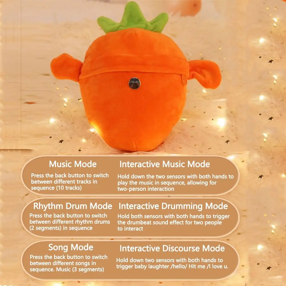 Creative Fruit Induction Metronome Cute 15 Music Modes Music Rhythm Stuffed Doll Interactive Playing Joint Stuffed Doll