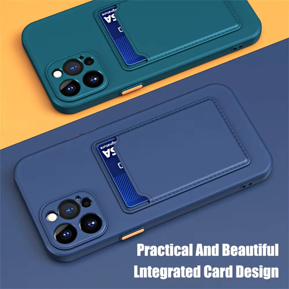Luxury Soft Silicone Wallet Case Funda For iPhone 17 Air 16 15 14 11 13 12 Pro Max Plus Card Holder Slot Back Cover Protective