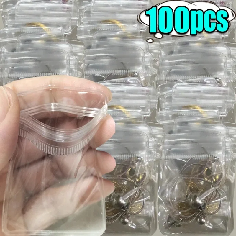 10/100 قطعة صناديق تخزين المجوهرات الراقية مع أكياس مختومة سميكة شفافة من مادة PVC المضادة للأكسدة #1