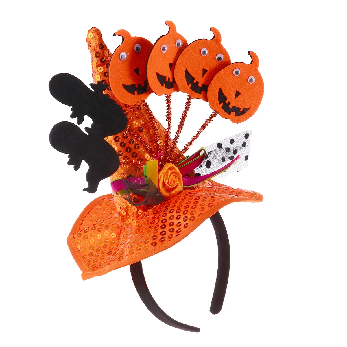 عصابة رأس للهالوين، قبعة على شكل يقطين ساحرة، طوق شعر برتقالي لحفلات الأطفال، ملحقات أداء المسرح