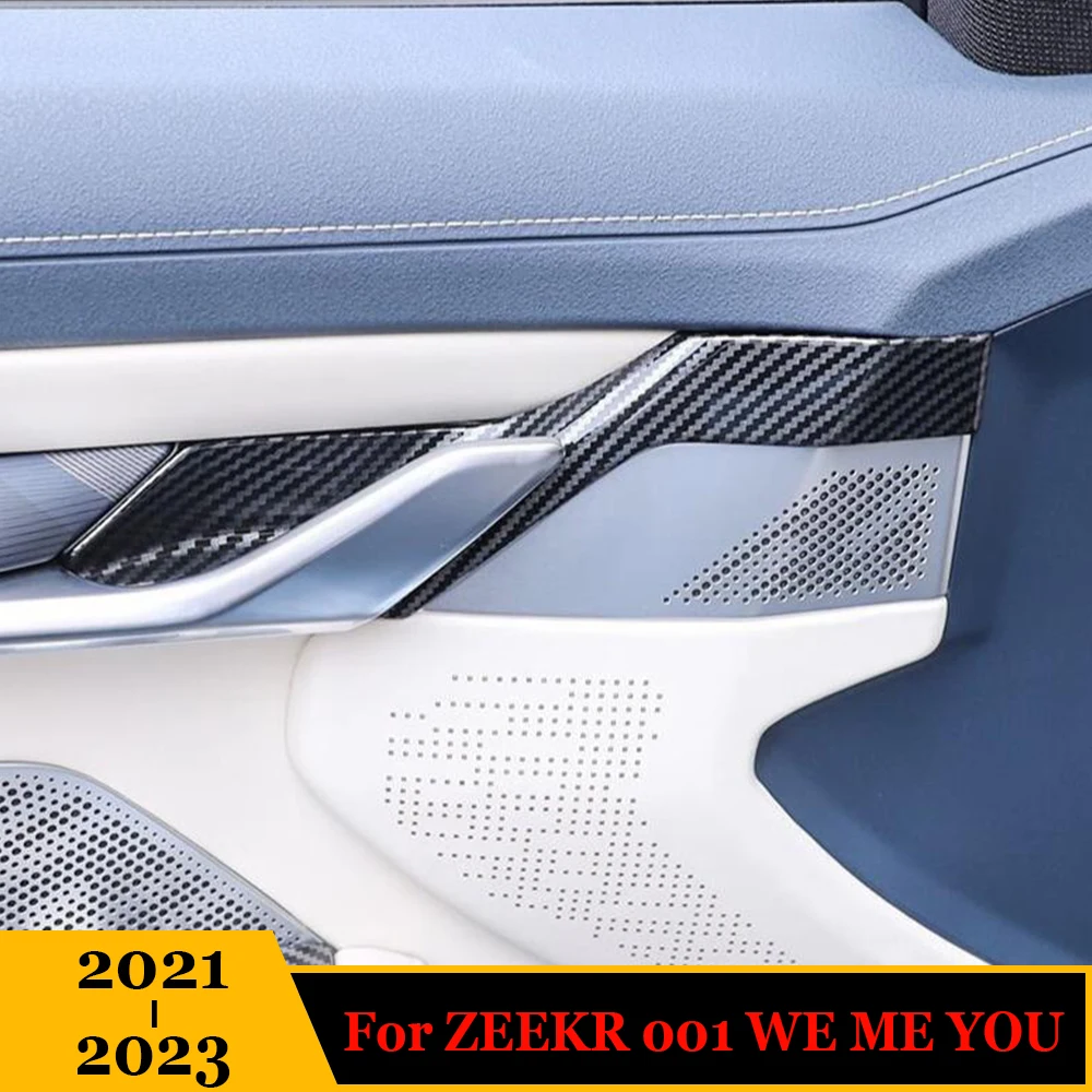 

For ZEEKR 001 LHD Accessories ABS Carbon fiber Wood grain Car door handle Armrest Cover Trim Suitable 2021 2022 2023