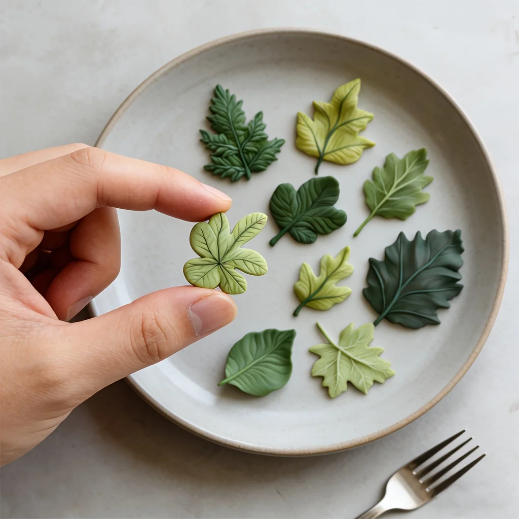 Set aus blattförmigen Silikonformen, Backformen, geeignet für die Dekoration von Kuchen, Fondant, Schokolade und Keksen. – Detail 5