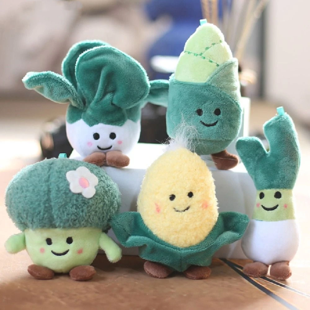 Kawaii Funny Plant Plush Doll Keychain Vegetable Gifts Stuffed Toys Key Chain Schoolbag Accessories Scallion Car Key Ring