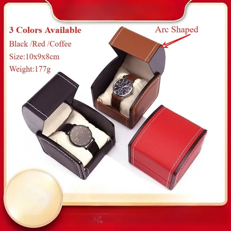 Vintage PU Leather Watch Box Octagonal Arc Shaped Watch Storage Case Stylish Display Organizer for Men Women Watch Gift Box