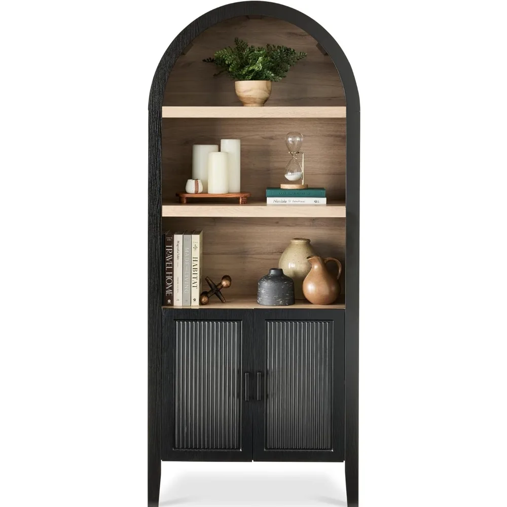 

"72-inch high arched door pantry cabinet, 5-shelf bookcase, wardrobe cabinet, hutch, adjustable shelving bookcase, storage cabin