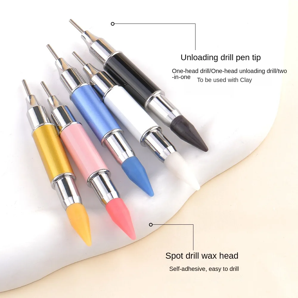 1/5PCS Rhinestone Picker Dual-Ended Wax Pencil with Steel Tip Dotting Tool for Nail Art Gems Crystals Manicure DIY