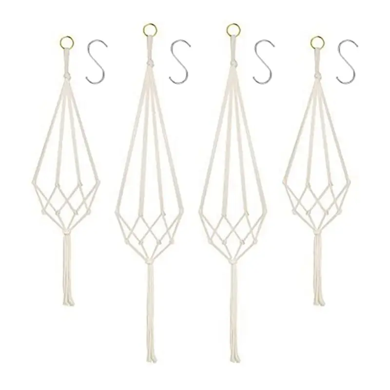 [Promotions]Hanging Baskets, 4 Pack Cotton Rope Macrame Plant Hanger with 4 Hanging Hooks - 80CM & 100CM view 5