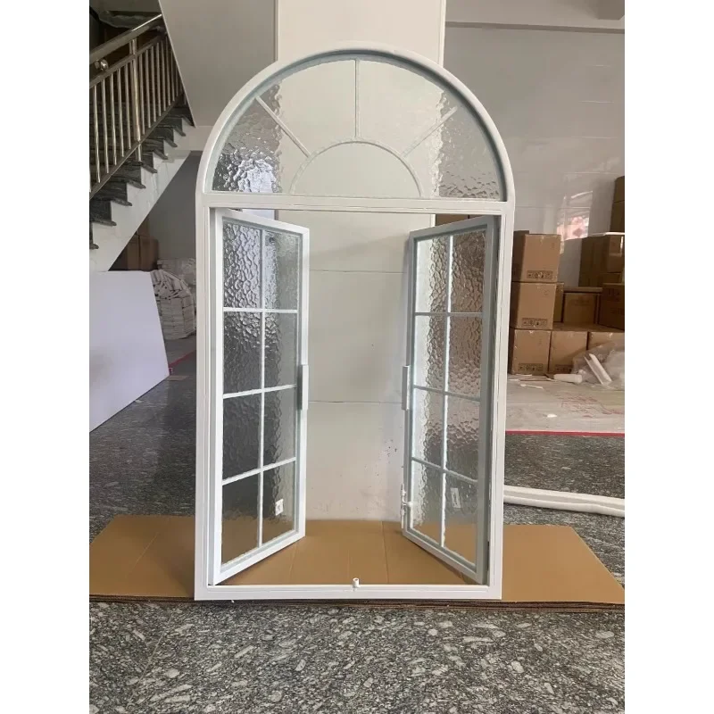 Arched glass window, double open window, indoor window shape, arched partition, French retro doors and windows, opposite windows