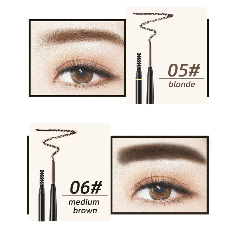 Private Lable Wholesale Thin Automatic Eyebrow Pencil Customized No Logo Slim Waterproof Double Eye Brow Pen Makeup